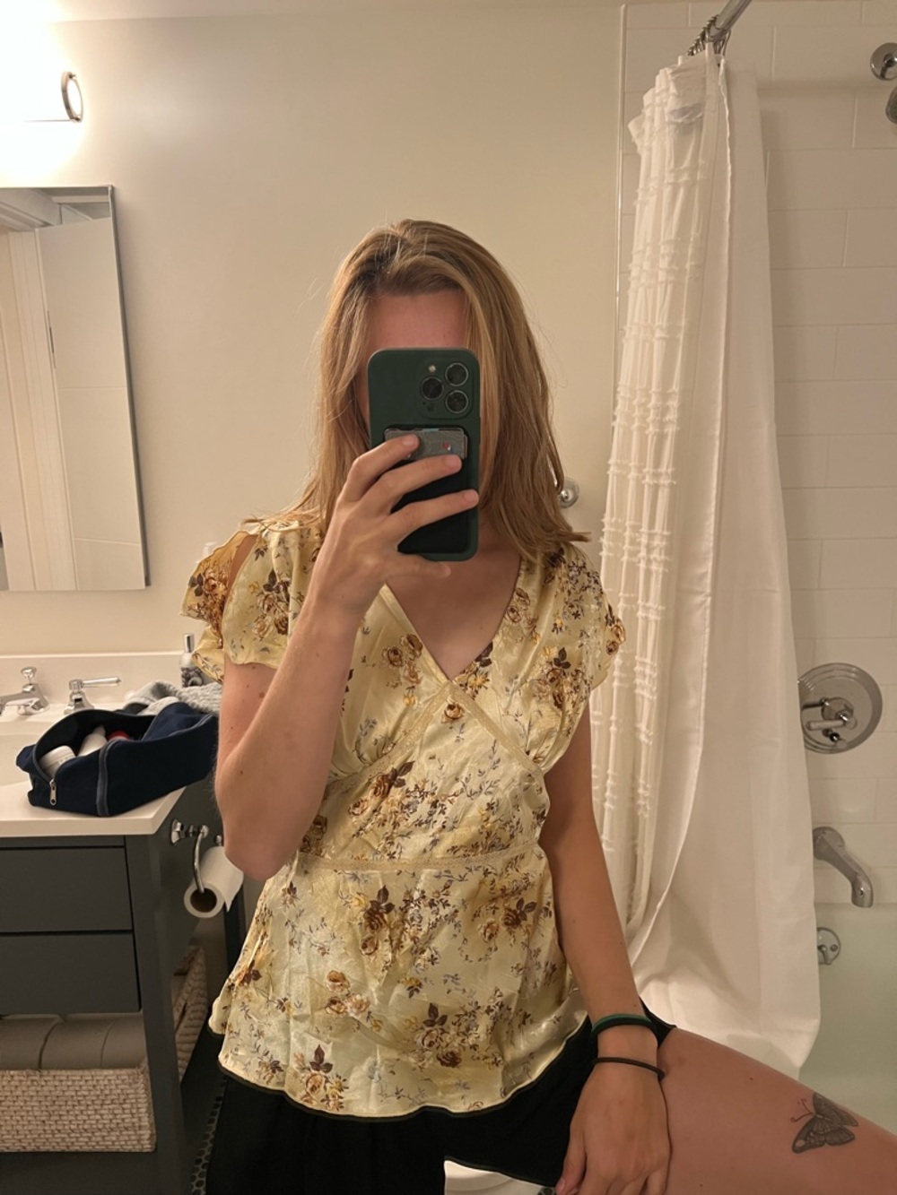 Vintage Yellow Floral Wrap Blouse